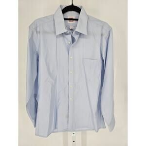 John Henry Mens Sz 16 32/33 Long Sleeve Button Up Dress Shirt Light Blue